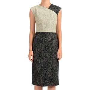Hugo Boss Dechesta1 Two-Tone Gray Cotton Sleeveless Pencil Dress